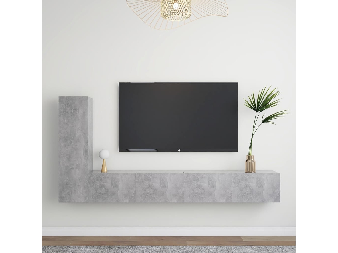 Vidaxl 3 Pcs Conjunto Móveis de Tv Derivados Madeira Cinzento Cimento