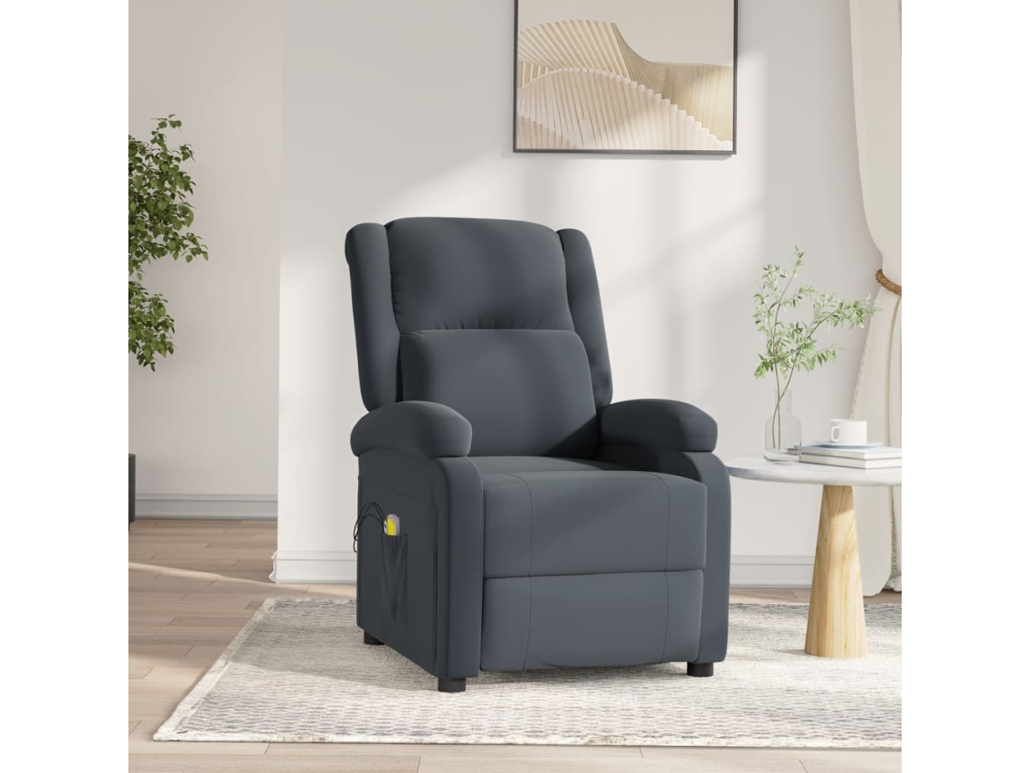 Vidaxl Poltrona De Massagens Elétrica Veludo Cinza-escuro