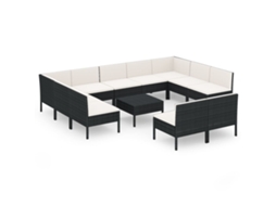 Garden Lounge Set, Garden Lounge Sets Vidaxl Preto Rattan / Vime (n/a)