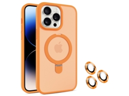 Suporte Casa Para Iphone 14 Pro Max Pele Sintética Magnética Laranja