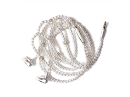 Collar de perlas, auriculares estéreo con micrófono, cable intrauditivo de 3,5 mm para móviles, mujer | S/MARCA