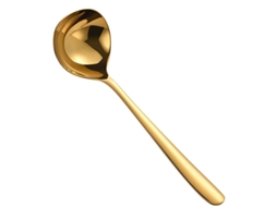 Concha De Sopa Aço Inoxidável, Dourada, Tigela Funda, 20 Cm, Própria Para Máquina Lavar Louça