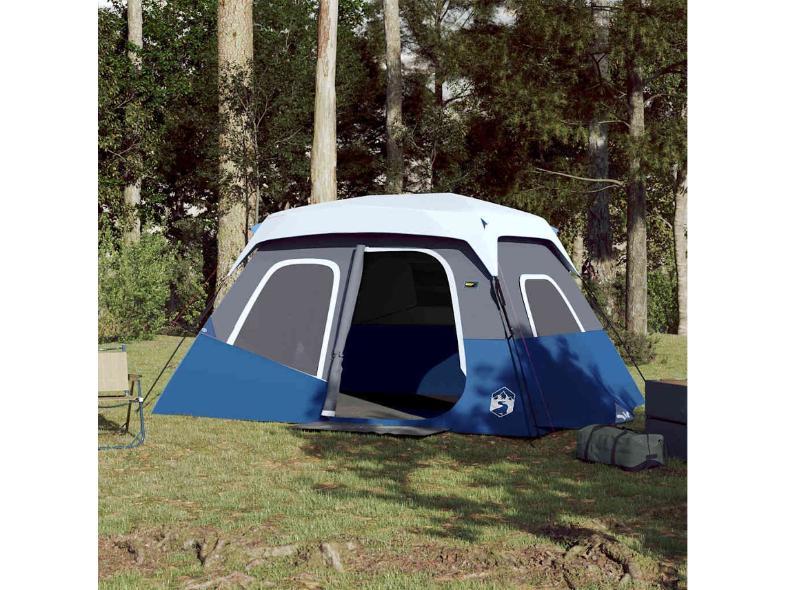 Vidaxl Tenda Familiar C/ Led 6 Pessoas Libertação Rápida Azul-claro