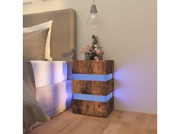 Vidaxl Mesa De Cabeceira C/ Leds Derivados De Madeira Carvalho Fumado