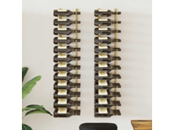 Vidaxl Garrafeira De Parede Para 36 Garrafas 2 Pcs Ferro Dourado