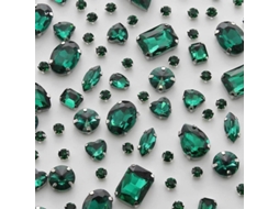 2026 piedras de Cristal Coser 100 Piezas Formas Mixtas Vidrio Gemas Plata Chapado para Joyería Ropa Artesanía Verde Malaquita