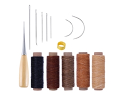 Kit De Ferramentas De Costura Em Couro Com 14 Peças, Com Agulhas Para Máquina De Costura, Linha Encerada Para Couro E Dedal Para Reparos Em Couro