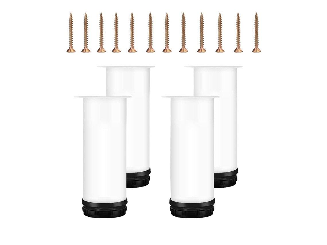 Pés De Móveis Ajustáveis 20cm,4 Pés De Mesa Ajustáveis Em Aço Inox Para Armários,estantes Tv E Móveis Btforus (branco)