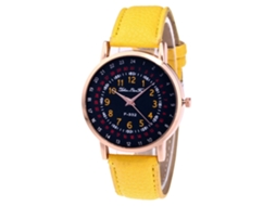 Reloj Analógico De Cuarzo Con Correa De Cuero Pu Para Hombre Zhoulianfa (amarillo)