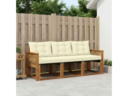 Vidaxl Conjunto De Sofás Para Exterior 3 Pcs Natural E Creme
