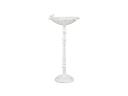 Relaxdays Bebedouro Para Pássaros Em Ferro Fundido Com Suporte Para Jardim, Design Antigo, 74,5 Cm, Branco