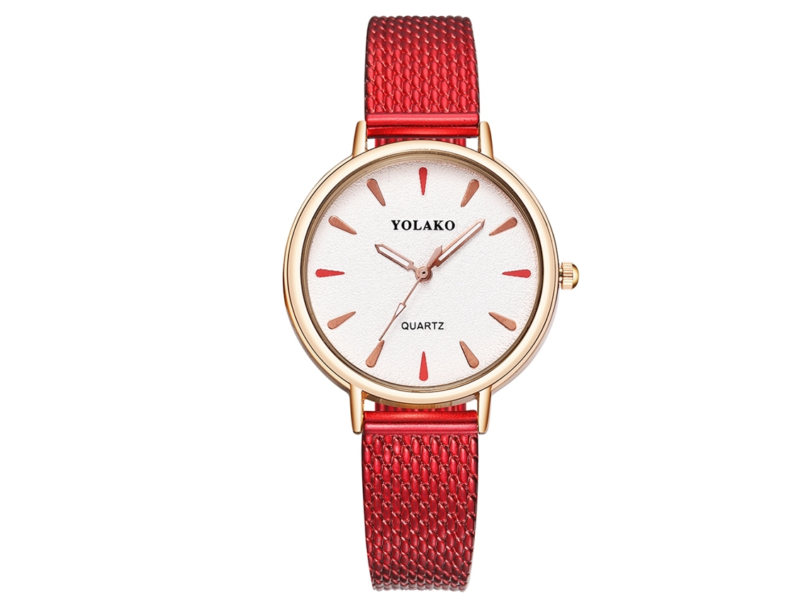 Relógio de Pulso Feminino Yolako de Quartzo com Pulseira de Plástico Vermelho