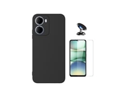 Kit Vidro Temperado Cleargorilasglass Capa Proteção Silicone Suporte De Carro Gift4me Para Xiaomi Redmi 15a - Preto