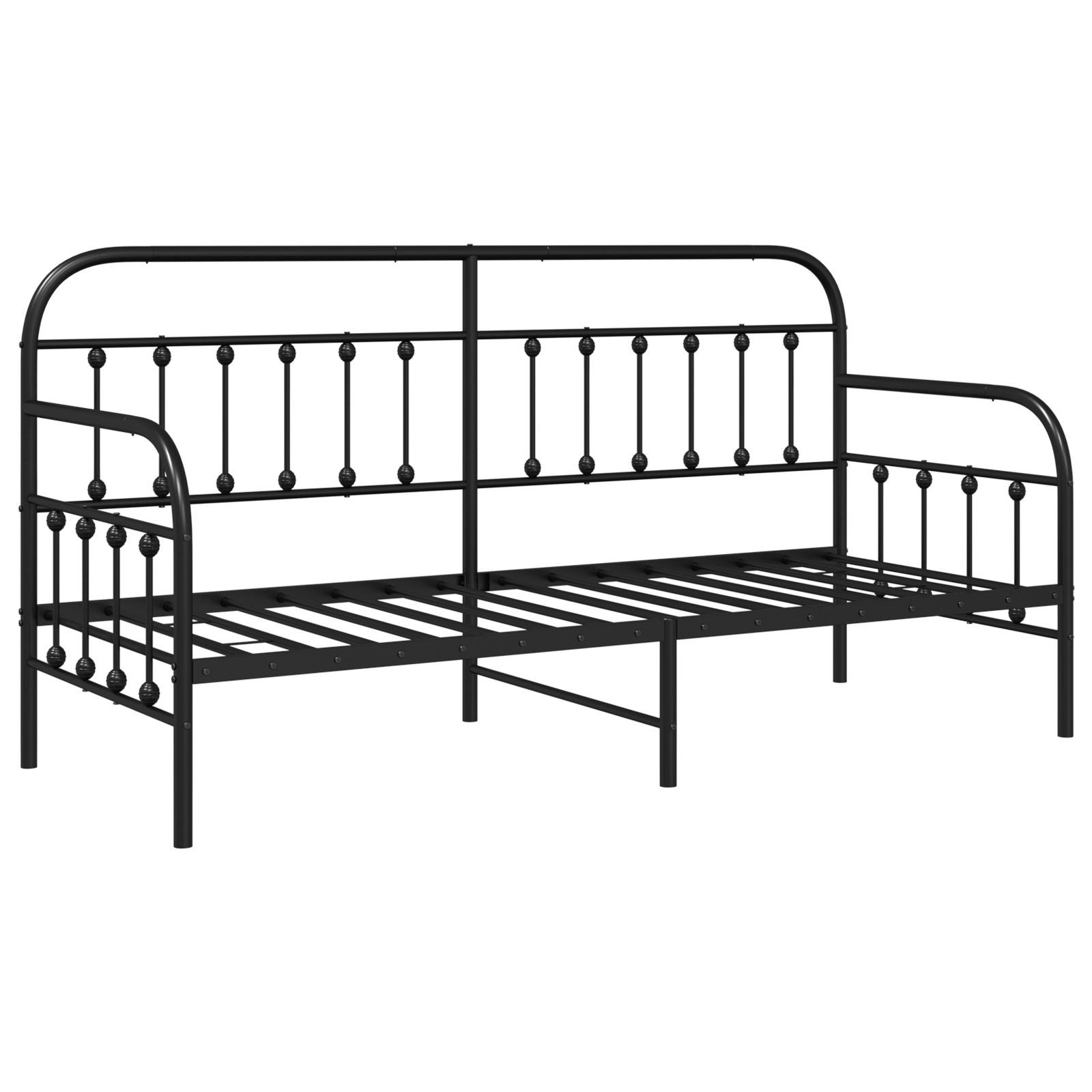Conjunto 1 Estrutura De Cama De Dia Vidaxl Preto Aço Revestido A Pó (75 X 190 Cm)