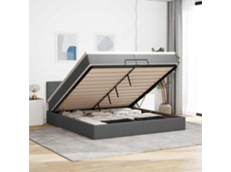 Vidaxl Estrutura De Cama Otomana Com Colchão 200x200cm Cinzento-escuro