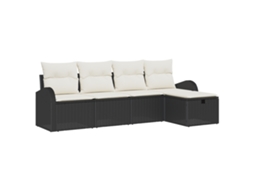 Conjunto 5 Móveis De Jardim Vidaxl Preto Vime Pe (234 X 117 X 85 Cm)