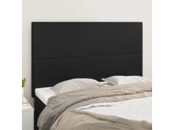 Cabecero de 4 piezas de piel sintética, 72 x 5 x 78/88 cm, color negro