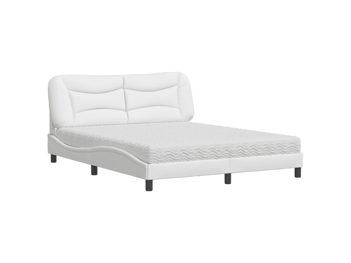 Bed, Beds Vidaxl Branco Couro Artificial (160 X 200 Cm)