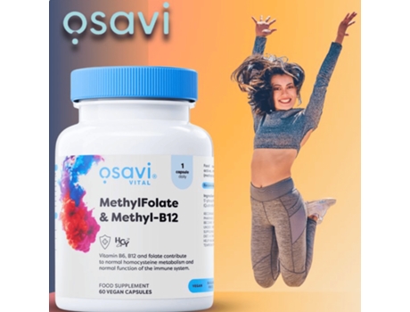 Metilfolato E Metil B12 60 Cápsulas Vegan Osavi