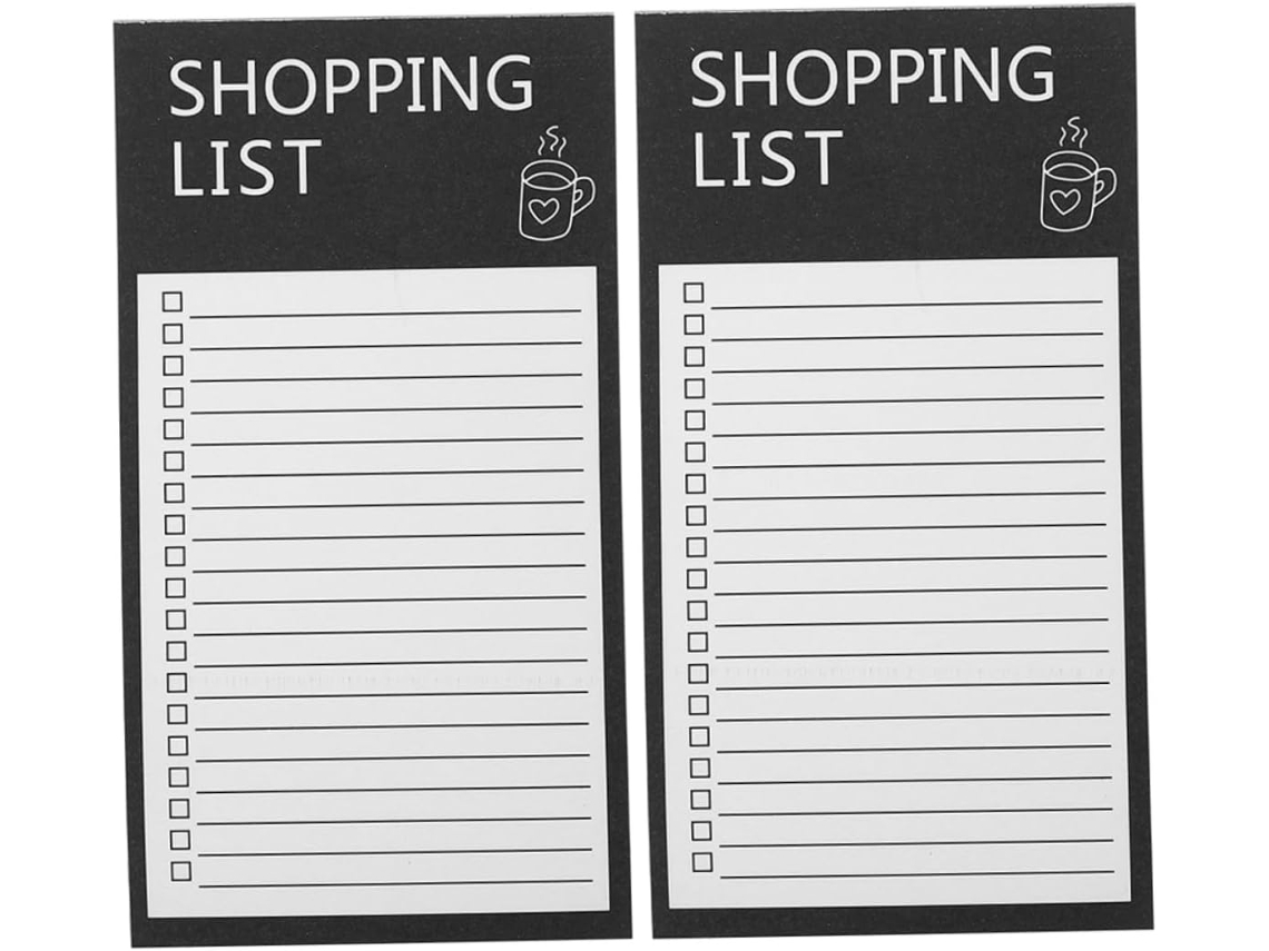 Bloco de notas magnético de 2 peças para geladeira Caderno de compras Reutilizável Com Texto Inglês Suporte