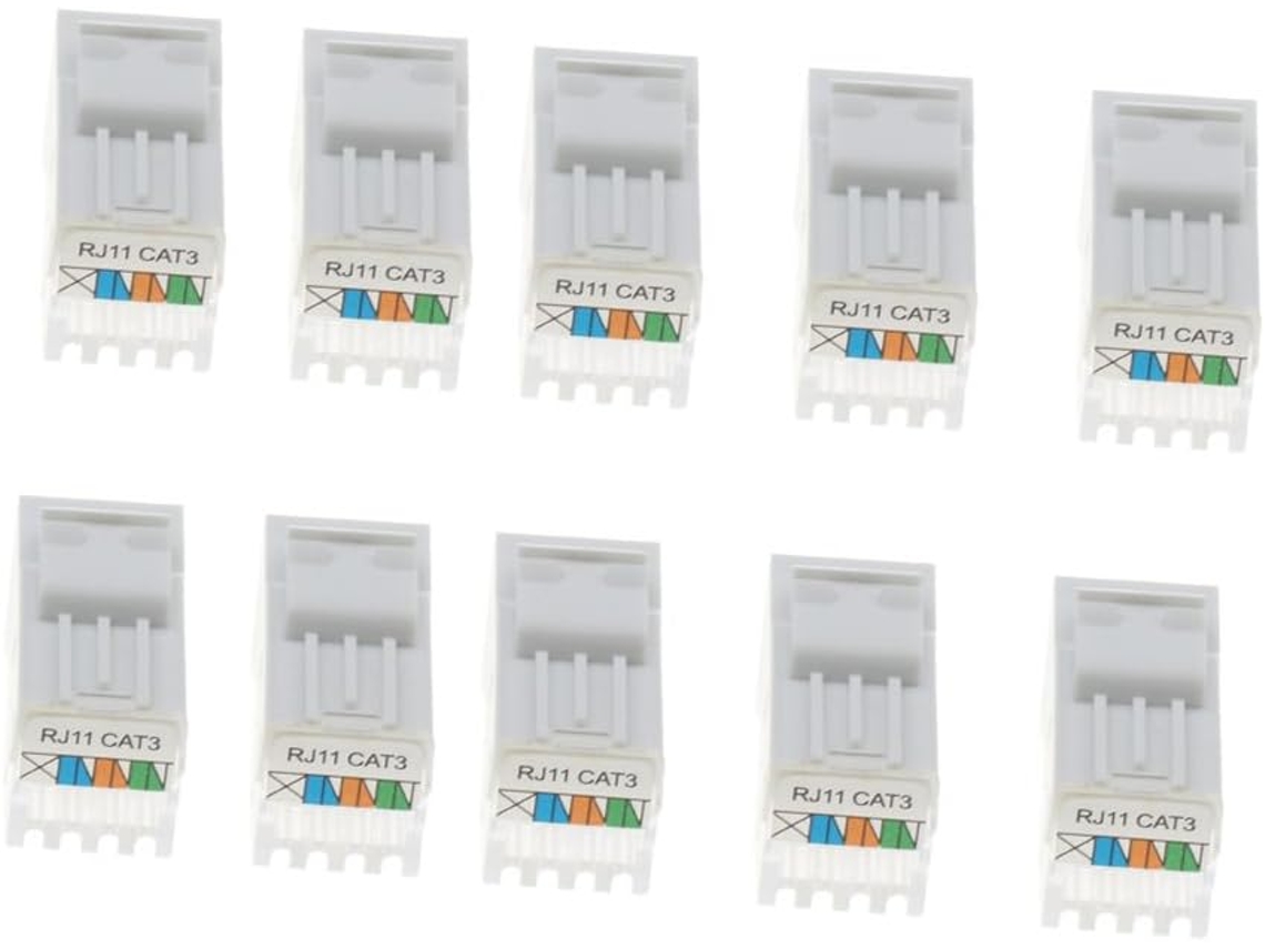 Pacote Com 10 Conectores Rj11 8p4c Cat3 Para Telefone Modular, Brancos.
