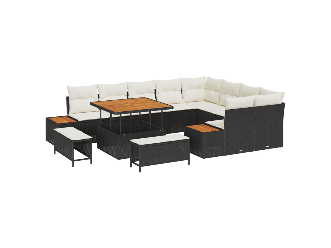 Conjunto 12 Conjunto De Sofá De Jardim Vidaxl Preto Vime Pe (100 X 100 X 71 Cm)