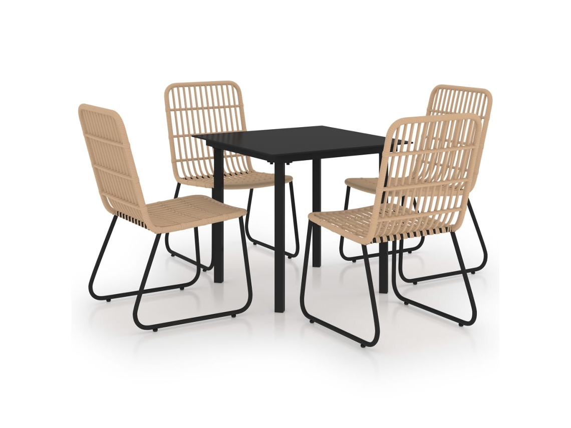 Dining Set, Dining Sets Vidaxl Marrom Rattan / Vime (mesa Com 80 Cm De Comprimento)