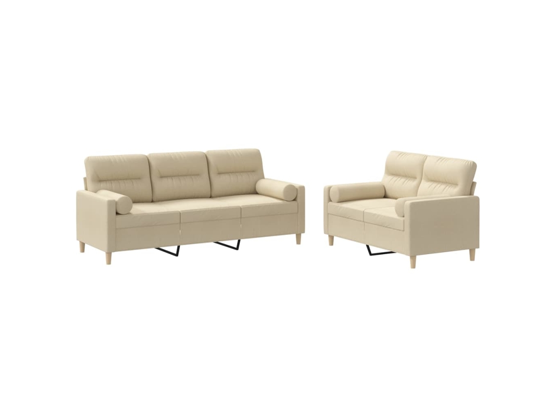Sofa Set, Sofa Sets Vidaxl Creme Tecido (n/a)