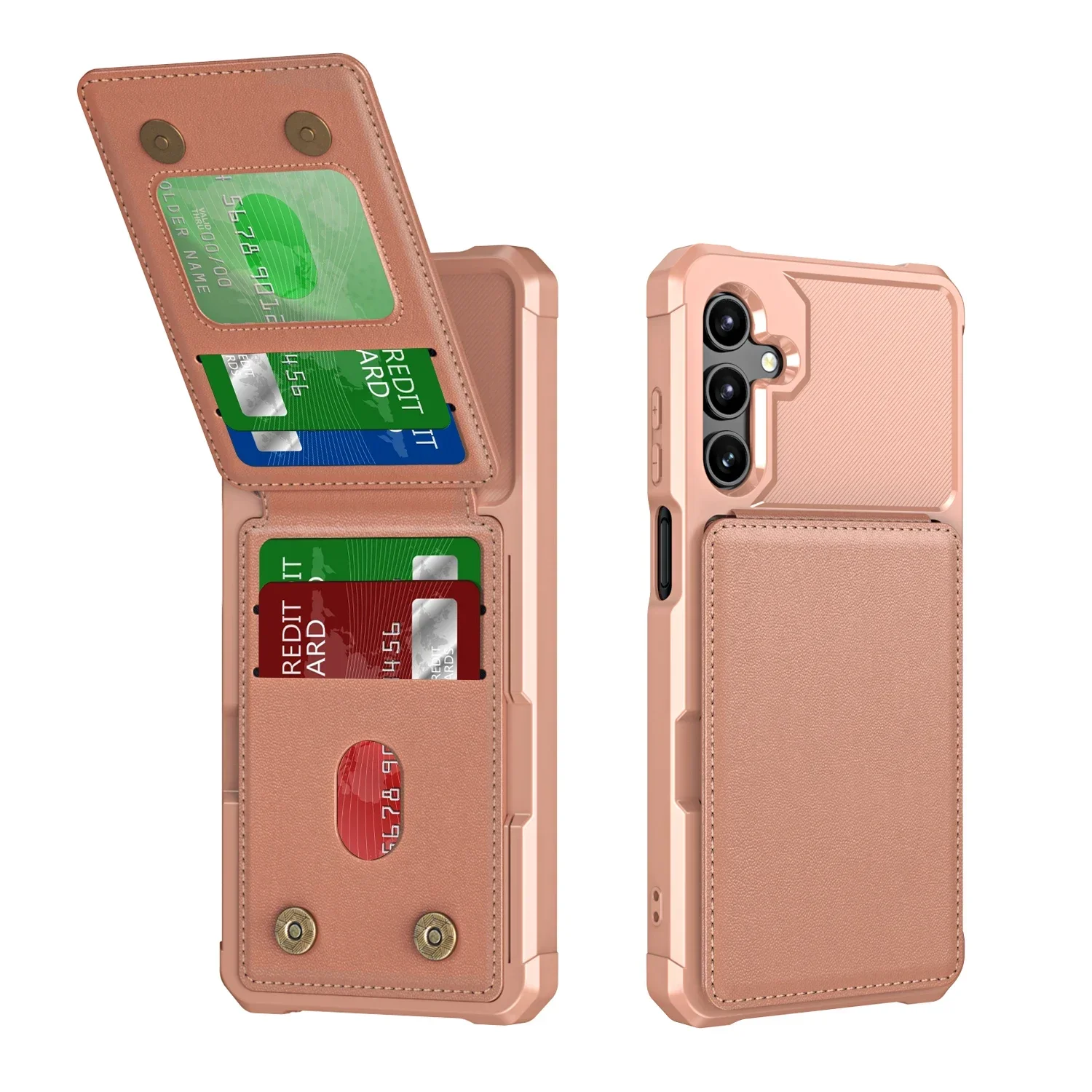 (ouro Rosa, Galaxy S25) Capa Tipo Carteira Para Celular Samsung Com Compartimento Para Cartão