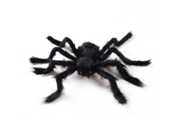 Aranha Falsa Gigante 90cm Peluda Macia Negra Posable para Halloween
