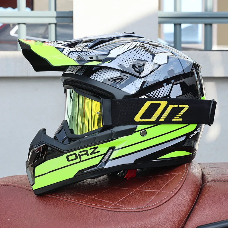 (m) Capacete De Motocross Com Viseira, Certificado Dot, Casco Em Abs, Resistente A Impactos.