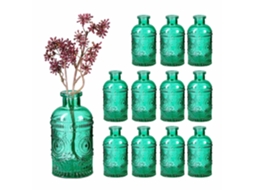 Conjunto Com 12 Mini Vasos De Vidro Com Relevo Decorativo