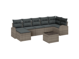 Conjunto 8 Conjunto De Sofá De Jardim Vidaxl Cinzento Vime Pe (289 X 124 X 85 Cm)