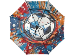 Guarda Chuva de Viagem Automático com Estampa Futebol em Aquarela Resistente Tecido Férias