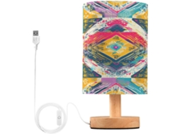 Abajur De Cabeceira Vintage Com Estampa Étnica Para Quarto, Portas De Carregamento Usb C, Luminária De Mesa Cabeceira