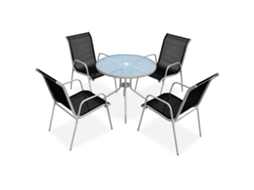 Conjunto De Jantar Para Jardim 5 Pcs 80x71 Cm Aço Preto/cinza Dkd Home Decor