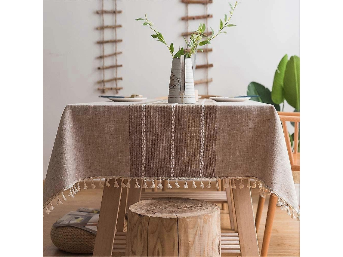 Toalha De Mesa Para Mesa De Jantar, Toalha De Mesa Rústica, Linho De Algodão, Toalha De Mesa Retangular Pequena Com Folha De Azulejo, 140x220 Cm