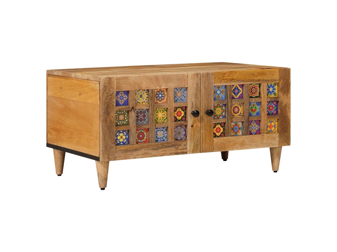 Conjunto 1 Mesa De Café De Madeira Vidaxl Castanho Madeira De Mangueira Maciça (80 X 50 X 40 Cm)