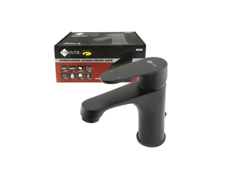 Torneira Monocomando Para Lavatório Frontil Premium Em Latão Preto Fosco Com Cartucho Cerâmico De 35 Mm