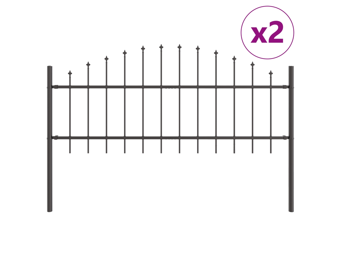 Conjunto 2 Barreira De Jardim Vidaxl Cinzento Aço Revestido A Pó (170 X 115 Cm)