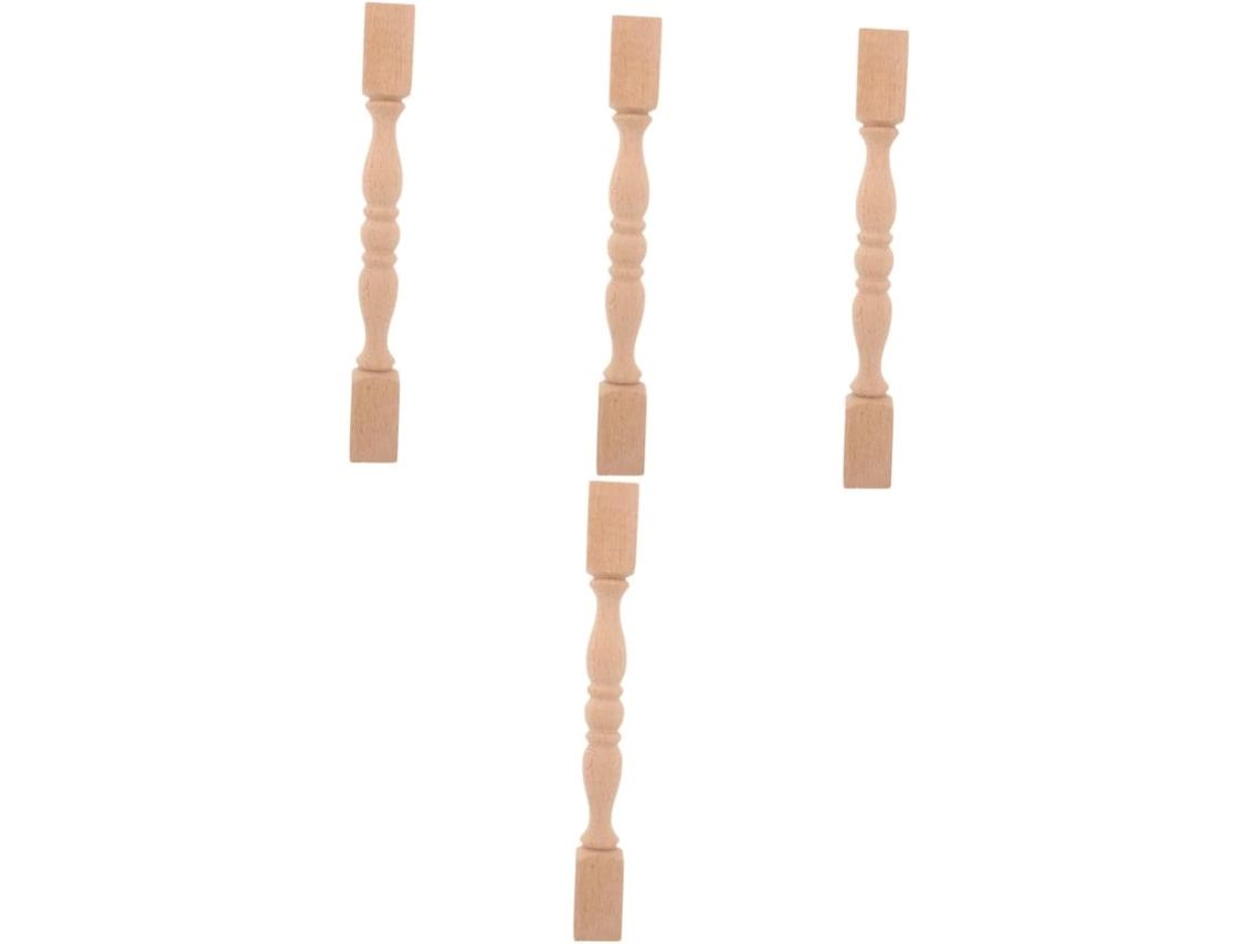 Ipetboom 4 Peças Coluna De Madeira Entalhada Para Suporte Carga, Ideal Para Decoração De Armários, Sapateiras E
