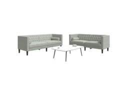 Vidaxl 2 Pcs Conj. De Sofás Chesterfield Com Rolos Veludo Cinza-claro