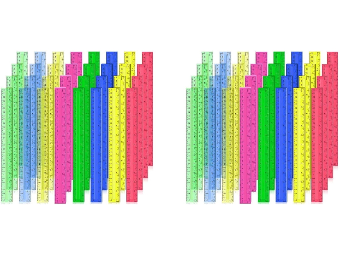 Conjunto De 64 Réguas Transparentes Coloridas Sortidas De Plástico De