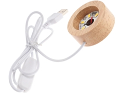Base De Luz Toyvian Em Madeira Seringueira, 5cm De Largura, 2cm De Espessura, Led Branco Quente Recarregável Via Usb