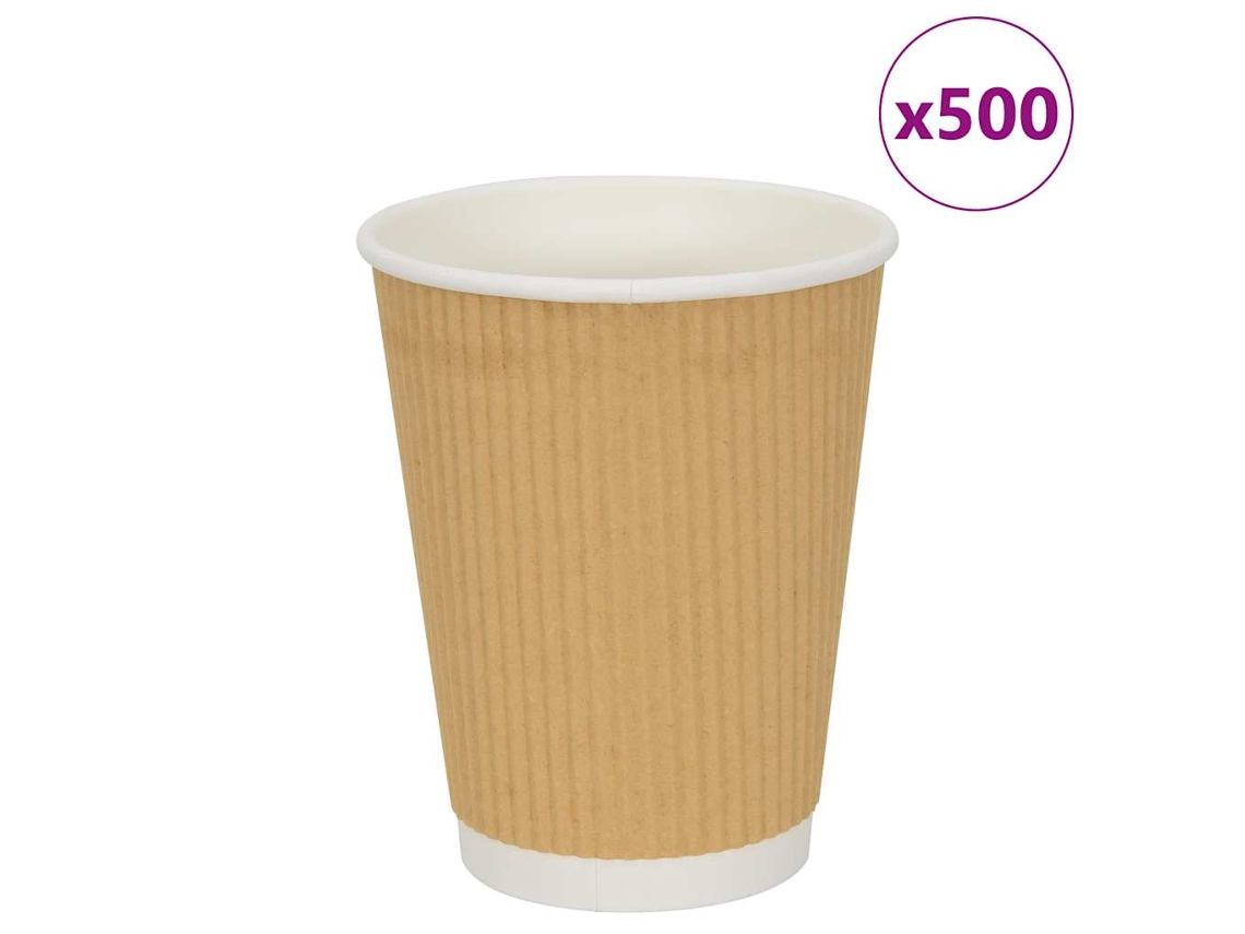 Vidaxl Copos De Café De Papel 500 Pcs 12oz 300ml Castanho