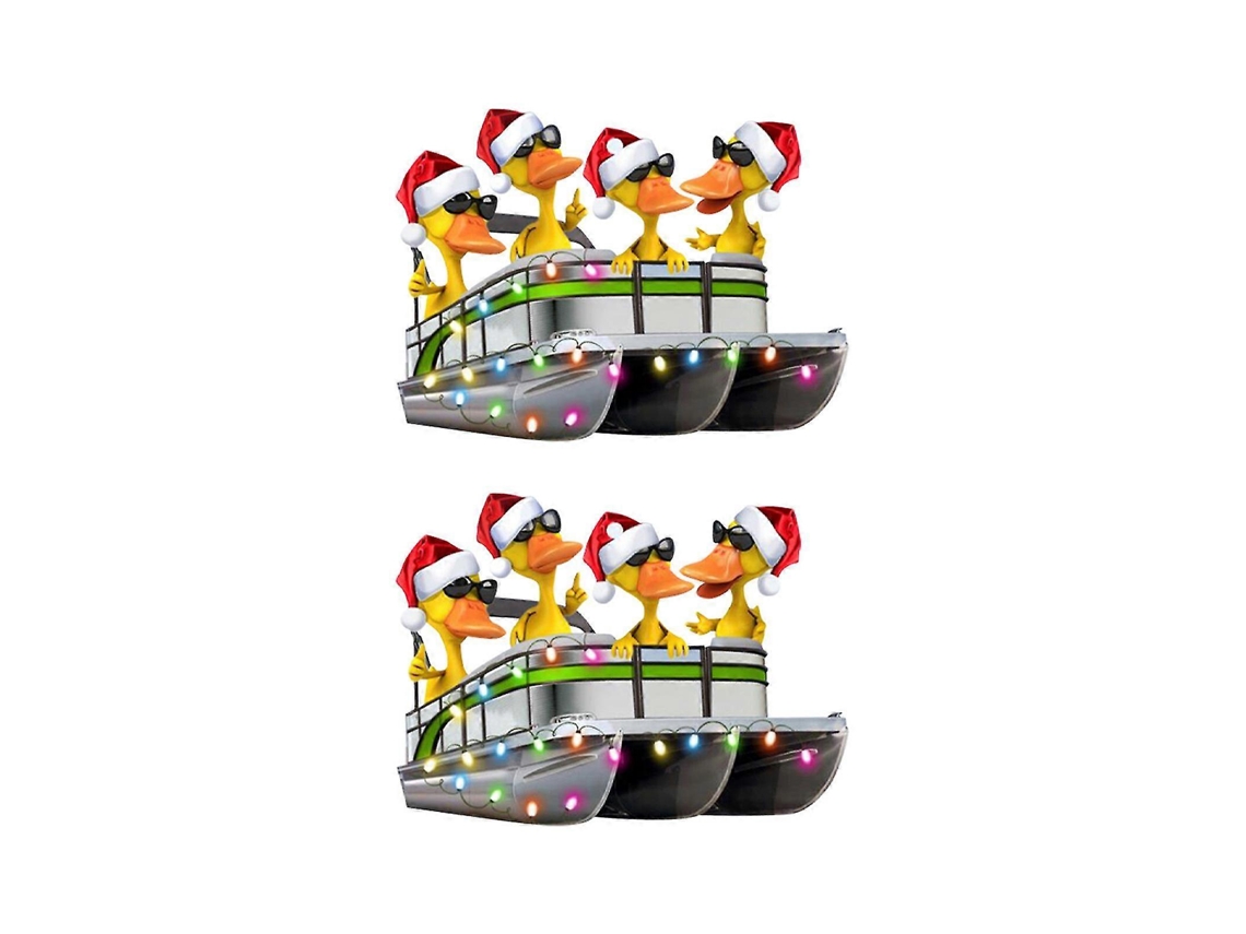 Enfeite De Natal Divertido Em Ferro Fundido Com Formato De Barco Pontão, Presente Perfeito Para Amantes De Barcos Pontão . Hengjian (pacote Com 2)