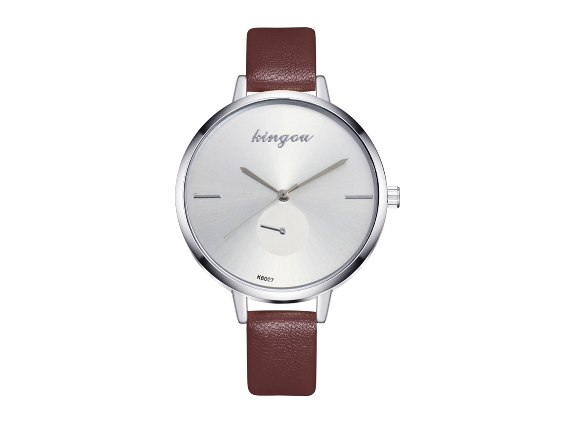 Relógio de Pulso Feminino de Quartzo com Pulseira de Couro Pu Estilo Leisure Zhoulianfa Café