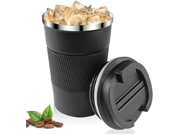 Caneca De Café Preta De 380 Ml, Copo Térmico Reutilizável Em Aço Inoxidável 304, Anti Gotejamento, Para Carros