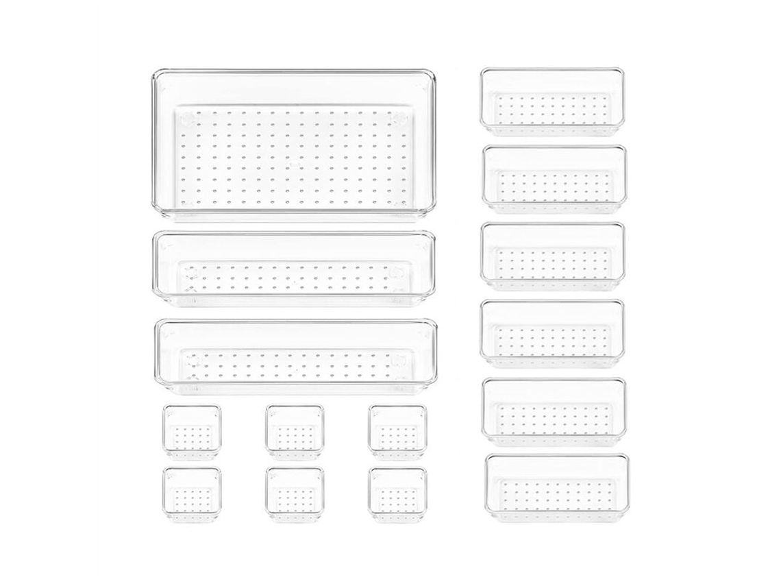 Lurelia Organizador De Gaveta, 15 Peças, Empilhável, Em Plástico, Para Cosméticos, 23 X 15 X 5 Cm, Transparente
