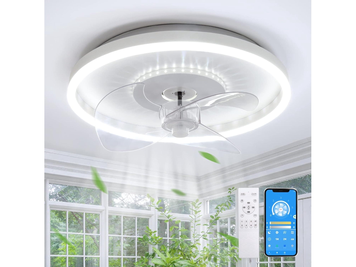 Ventilador de Teto com Iluminação, Luz de Teto Led Regulável com Ventilador e Controle Remoto por Aplicativo, 6 Velocidades, Ventilador de T EHSTMIND